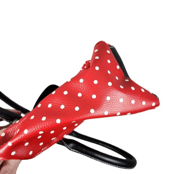 Disney Parks Minnie Mouse Red Polka Dot Handbag With Black Handles - Picture 9 of 9